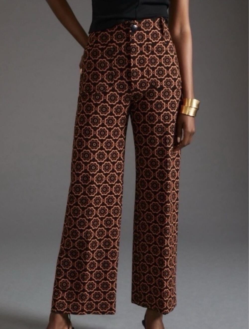Maeve Anthropologie The Colette Crop Wide Leg Ponte Pant Retro Size 31 Tall Af10